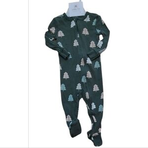 NWT Little Co. By Lauren Conrad Organic Cotton Tree Zip Footed Pajamas ~sz 6M